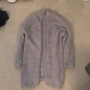 Fuzzy light brown cardigan sweater